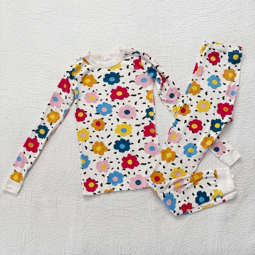 Hanna Andersson Girls' Organic Cotton LS Pajama Set, Floral Pop Art (Sz 12)
